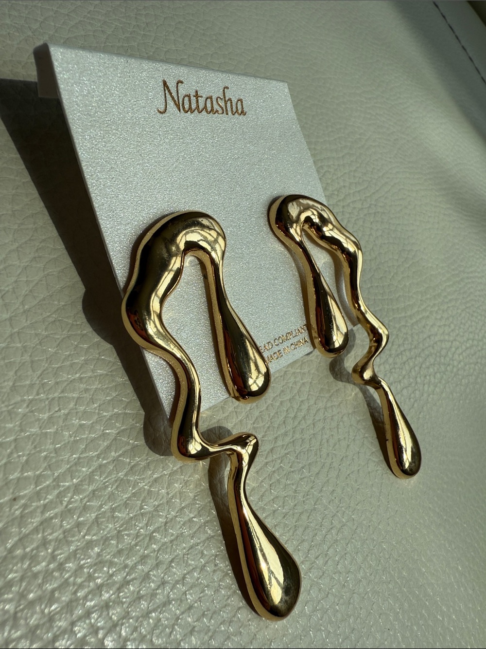 Natasha Gold‎ Abstract Drop Statement Earrings